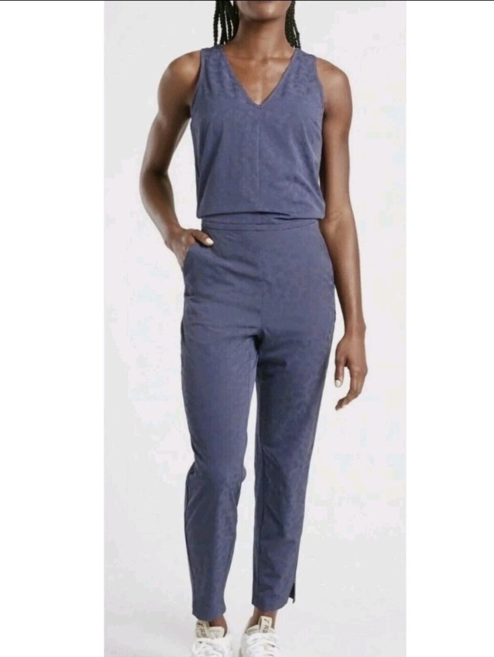 ATHLETA Printed Brooklyn Textured Jumpuit , Medieval Violet, Size 0